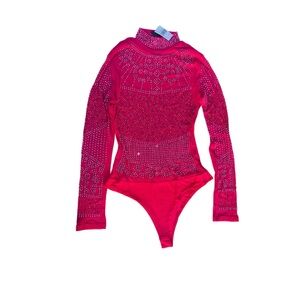 Hot pink Rhinestone Bodysuit